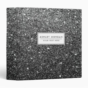 Elegant Faux Black Glitter Binder