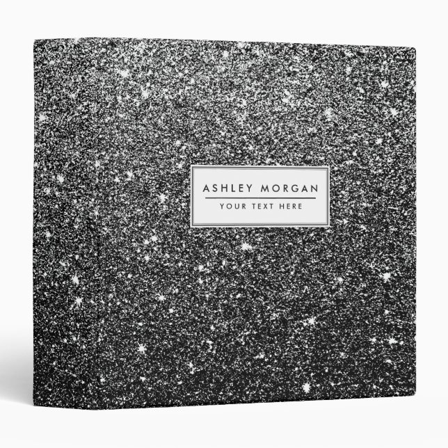 Elegant Faux Black Glitter Binder (Front/Spine)