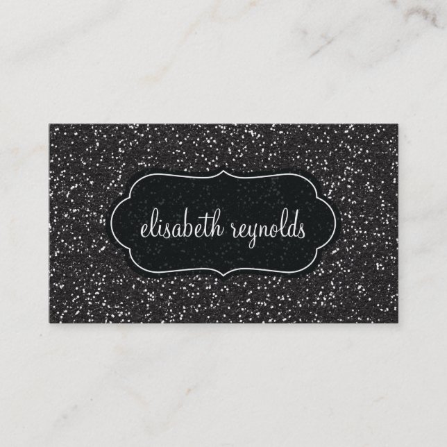 Elegant FAUX Black Glitter Business Cards (Front)
