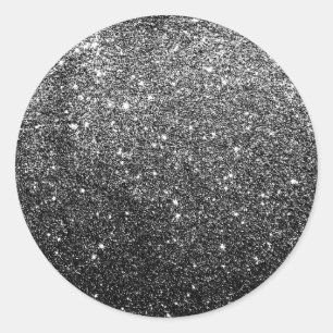 Elegant Faux Black Glitter Classic Round Sticker