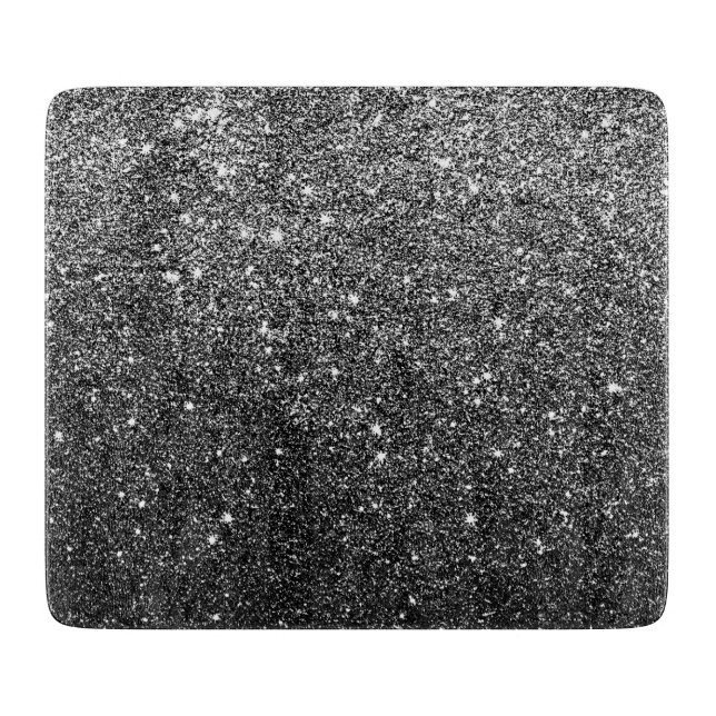 Elegant Faux Black Glitter Cutting Board (Front)