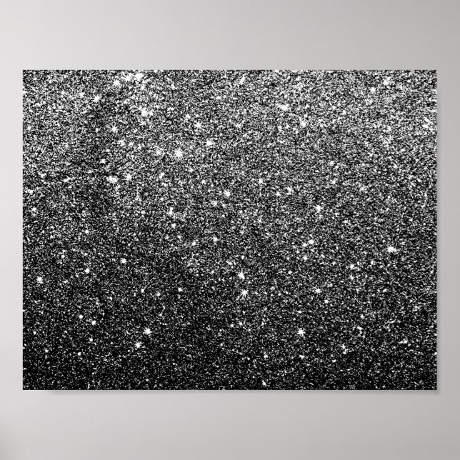 Elegant Faux Black Glitter Poster (Front)