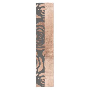 Elegant Faux Bronze Floral and Black Short Table Runner