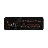 Elegant Faux Copper Foil, Black Marble Love Script