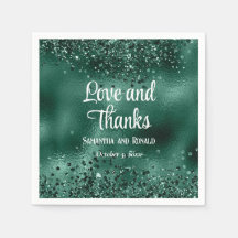 Elegant Faux Dark Green Glitter and Foil Wedding