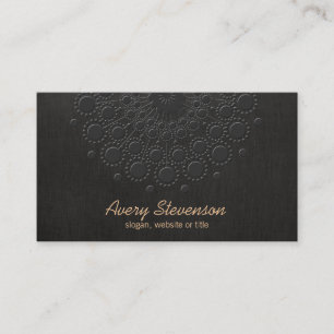 Elegant Faux Embossed Black Linen Look Business Card