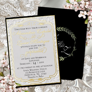 Elegant Faux Embossed Calligraphy - White/Black