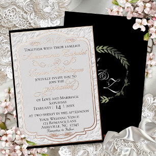 Elegant Faux Embossed Calligraphy - White/Black