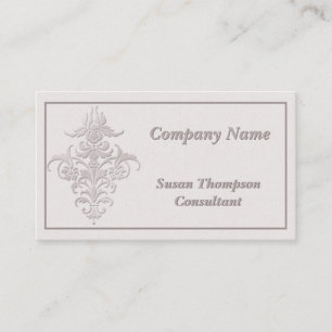 Elegant Faux Embossed Damask Business Card