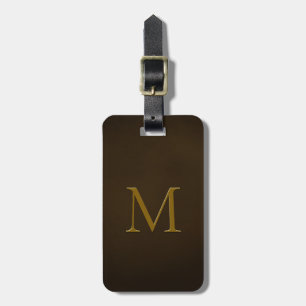 Elegant Faux Embossed Monogram Burnished Brown Luggage Tag