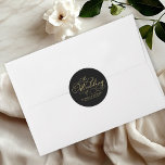 Elegant Faux Foil Black Gold Calligraphy Wedding Classic Round Sticker<br><div class="desc">Elevate your wedding experience to new heights of sophistication and glamour with our stunning black and gold modern wedding suite! Customize it effortlessly with just a few clicks and create a celebration that’s uniquely yours. If you have any questions, need assistance, or want to tweak any details, don’t hesitate to...</div>