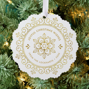 Elegant Faux Foil Frame Round Holiday Photo Card