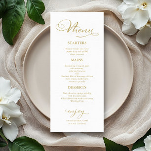 Elegant Faux Foil Script Wedding Dinner Menu Card
