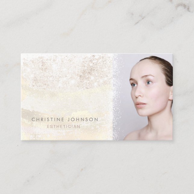 elegant FAUX glitter and foil aesthetician • Business Card (Front)