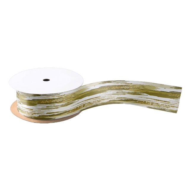 Elegant Faux Glitter Gold Streak Satin Ribbon (Spool)