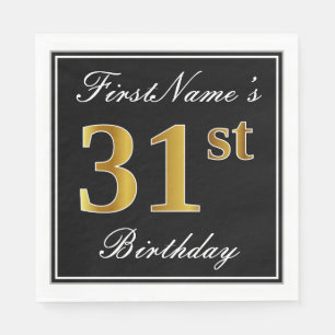 Elegant, Faux Gold 31st Birthday + Custom Name Napkin