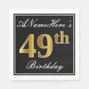 Elegant, Faux Gold 49th Birthday + Custom Name Napkin