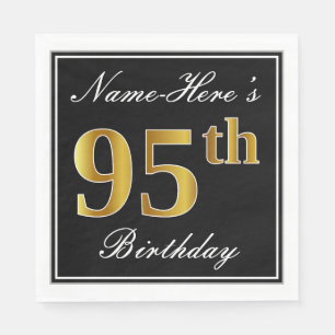 Elegant, Faux Gold 95th Birthday + Custom Name Napkin