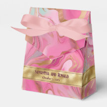 Elegant Faux Gold and Pink Marble Favour Boxes
