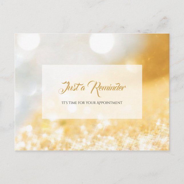 Elegant FAUX Gold and Silver Bokeh Appointment Postcard (Front)