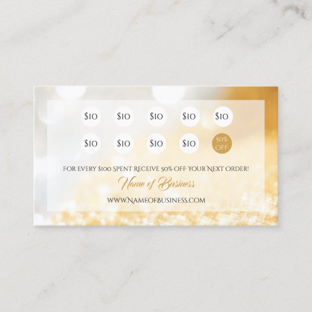 Elegant FAUX Gold and Silver Bokeh Punch Loyalty (Front)