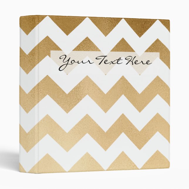 elegant faux gold and white chevron pattern binder (Front/Spine)
