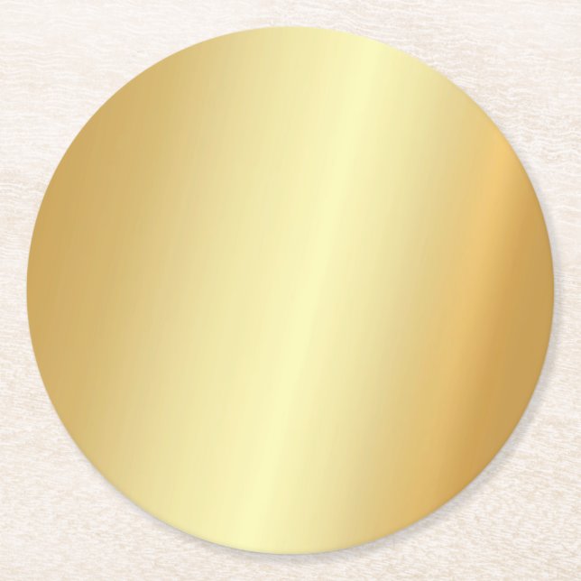 Elegant Faux Gold Blank Modern Template Round Paper Coaster (Front)