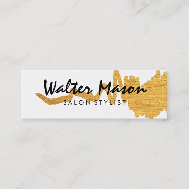 Elegant Faux Gold Brushed Texture Mini Business Card (Front)