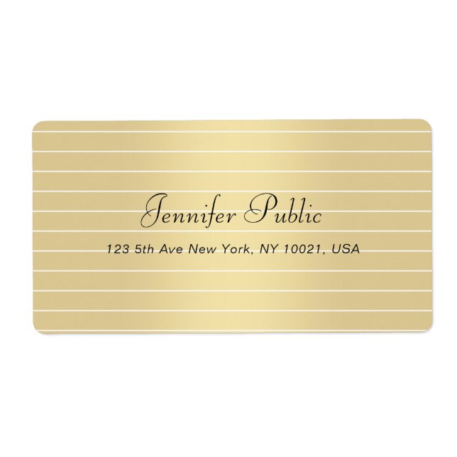 Élégant Faux Gold Calligraphie Script Moderne tend (Devant)