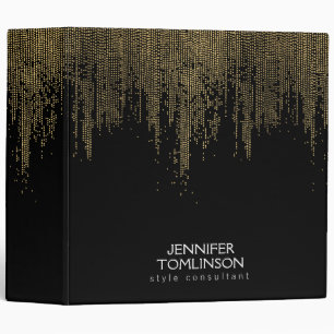 Elegant Faux Gold Confetti Dots on Black Binder