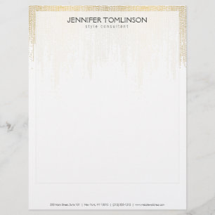 Elegant Faux Gold Confetti Dots Pattern Black II Letterhead