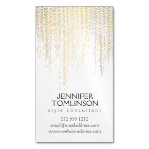 Elegant Faux Gold Confetti Dots Pattern Magnetic Business Card
