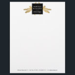 Elegant Faux Gold Dragonfly Duo Letterhead<br><div class="desc">An elegant and unexpected pair of faux gold dragonflies peak out from behind a stylized box holding your name or business name on this personalized letterhead. Beautiful stationery for interior designers,  jewellery designers,  home staging,  decorators,  or any creative profession. © 1201AM Design Studio</div>