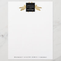 Elegant Faux Gold Dragonfly Duo Letterhead