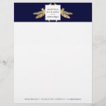 Elegant Faux Gold Dragonfly Duo on Dark Navy Letterhead<br><div class="desc">An elegant and unexpected pair of faux gold dragonflies peak out from behind a stylized box holding your name or business name on this personalized letterhead. Beautiful stationery for interior designers,  jewellery designers,  home staging,  decorators,  or any creative profession. © 1201AM Design Studio</div>