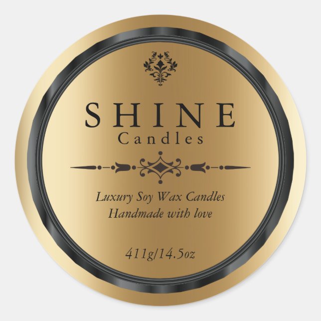 Elégant Faux Gold et Étiquettes noirs (Devant)