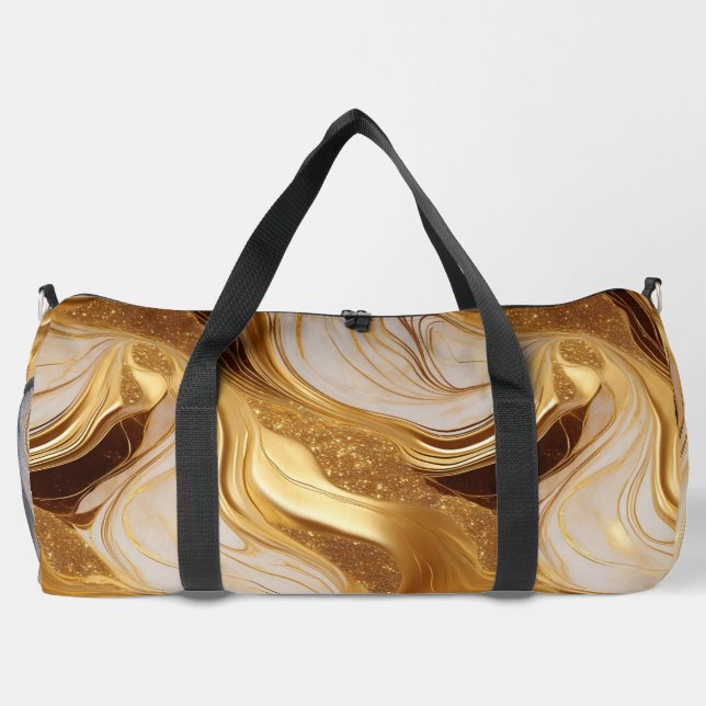 Elegant Faux Gold Foil and Glitter Marbled Duffle Bag (Back)