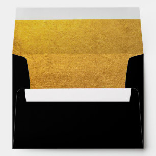 Elegant Faux Gold Foil Black Envelope