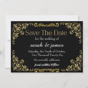 Elegant Faux Gold Foil Botanical Wedding Save The Date