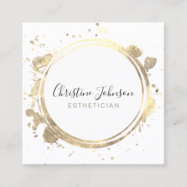 elegant FAUX gold foil circle Square Business Card (Front)