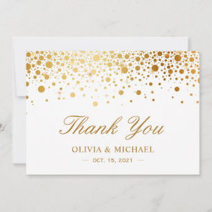 Elegant Faux Gold Foil Confetti Dots Thank You Card
