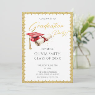 Elegant Faux Gold Foil Graduation Party Invitation