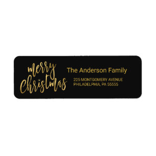 Élégant Faux Gold Foil Noël Adresse de retour