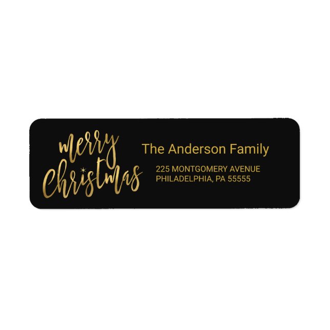 Élégant Faux Gold Foil Noël Adresse de retour (Devant)