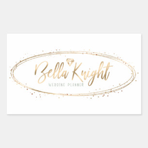 Elegant Faux Gold Foil Oval Confetti Company Logo Sticker
