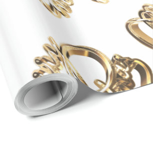 Elegant Faux Gold Foil Script Chic White Christmas Wrapping Paper