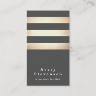 Elegant Faux Gold Foil Striped Modern Dark Grey Business Card