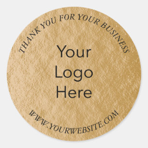 Elegant Faux Gold Foil Thank You Custom Logo Classic Round Sticker