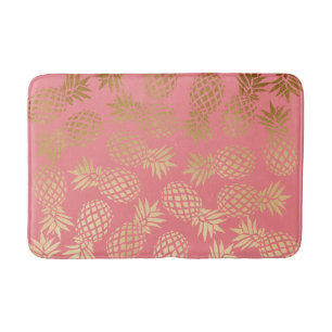 elegant faux gold foil tropical pineapple pattern bath mat