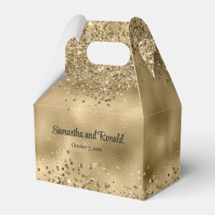 Elegant Faux Gold Glitter and Foil Wedding Favor Box